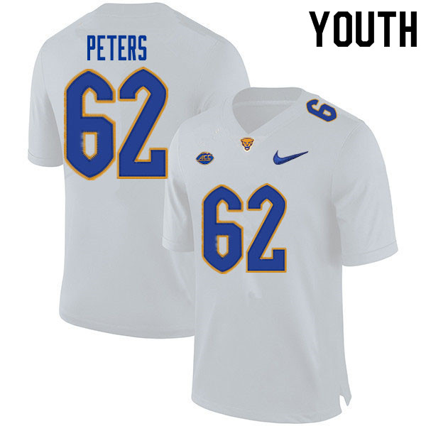 Youth #62 Dakota Peters Pitt Panthers College Football Jerseys Sale-White